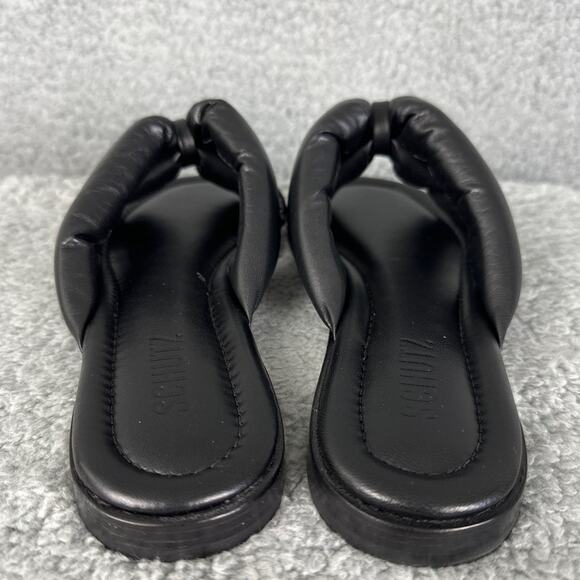 Schutz Fairy Slide Sandals Black Size 7.5 Leather NIB Puffer Straps - Picture 5 of 7